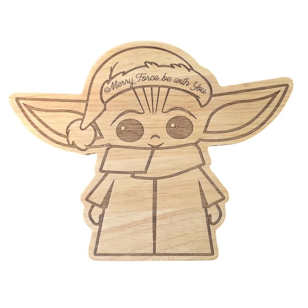 Disney Star Wars Mandalorian "Merry Force Be With You" Wooden Serving Board